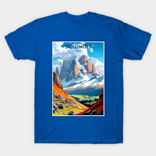 Dolomites Italy Vintage Advertising Travel Print T-Shirt